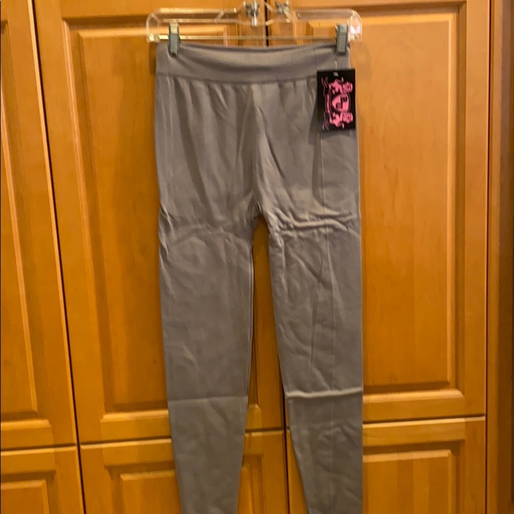 NWT Gray fleece lined leggings L/XL